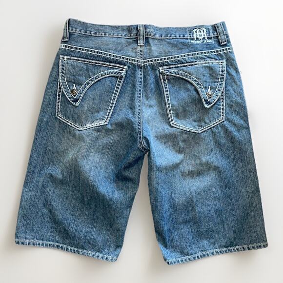 Vintage Y2K Request Jeans Premium Denim Shorts Jorts Baggy Streetwear Grunge 38 - Picture 1 of 4